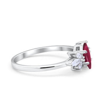Art Deco Wedding Ring Marquise Simulated Ruby CZ 925 Sterling Silver